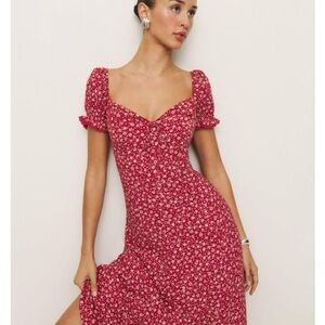Reformation Red Floral Midi Dress Shyla
